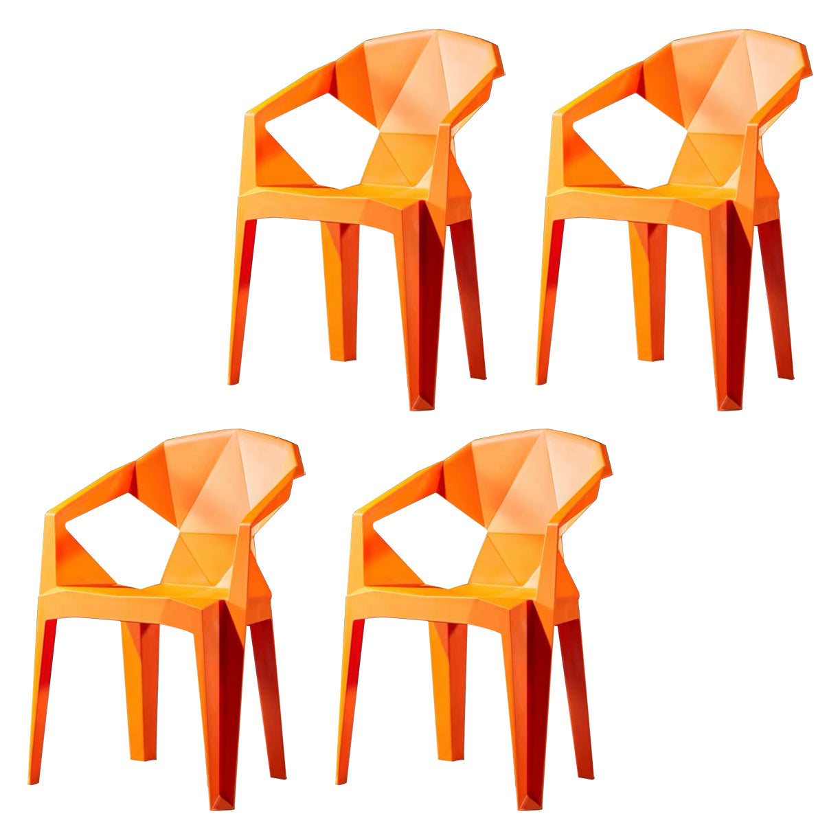 Modern Style Dining Chairs Plastic Dining Stackable Side Chairs for Kitchen (Set of 4) Orange Clearhalo ' kitchen&dining_furn' 'Dining Chairs' 'Dining Tables & Seating' 'dining_chair' 'furn' 'furn_dining_chair' 'Furniture' 'furniture_dining_chair' 'Kitchen & Dining Furniture' 'kitchen' 4039794