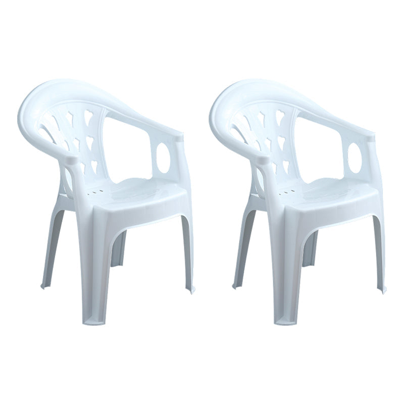 Modern Style Plastic Dining Arm Chair Slat Back Stackable Dining Chairs for Home White 2 Piece Set Clearhalo ' kitchen&dining_furn' 'Dining Chairs' 'Dining Tables & Seating' 'dining_chair' 'furn' 'furn_dining_chair' 'Furniture' 'furniture_dining_chair' 'Kitchen & Dining Furniture' 'kitchen' 4039810
