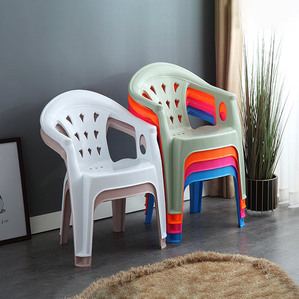 Modern Style Plastic Dining Arm Chair Slat Back Stackable Dining Chairs for Home Clearhalo ' kitchen&dining_furn' 'Dining Chairs' 'Dining Tables & Seating' 'dining_chair' 'furn' 'furn_dining_chair' 'Furniture' 'furniture_dining_chair' 'Kitchen & Dining Furniture' 'kitchen' 4039814