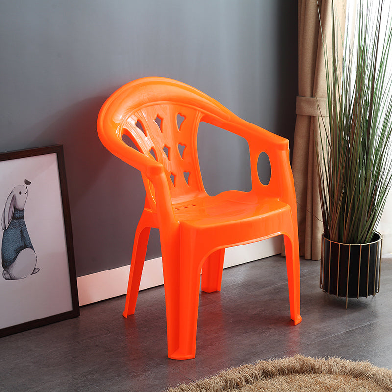 Modern Style Plastic Dining Arm Chair Slat Back Stackable Dining Chairs for Home Orange 1 Piece Clearhalo ' kitchen&dining_furn' 'Dining Chairs' 'Dining Tables & Seating' 'dining_chair' 'furn' 'furn_dining_chair' 'Furniture' 'furniture_dining_chair' 'Kitchen & Dining Furniture' 'kitchen' 4039815