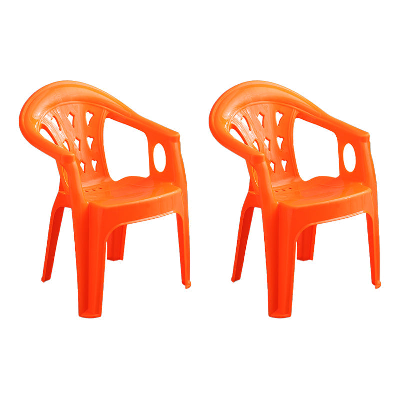 Modern Style Plastic Dining Arm Chair Slat Back Stackable Dining Chairs for Home Orange 2 Piece Set Clearhalo ' kitchen&dining_furn' 'Dining Chairs' 'Dining Tables & Seating' 'dining_chair' 'furn' 'furn_dining_chair' 'Furniture' 'furniture_dining_chair' 'Kitchen & Dining Furniture' 'kitchen' 4039816