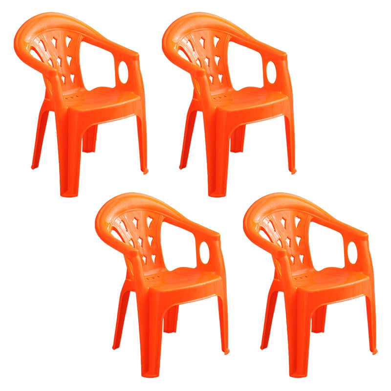 Modern Style Plastic Dining Arm Chair Slat Back Stackable Dining Chairs for Home Orange 4 Piece Set Clearhalo ' kitchen&dining_furn' 'Dining Chairs' 'Dining Tables & Seating' 'dining_chair' 'furn' 'furn_dining_chair' 'Furniture' 'furniture_dining_chair' 'Kitchen & Dining Furniture' 'kitchen' 4039817
