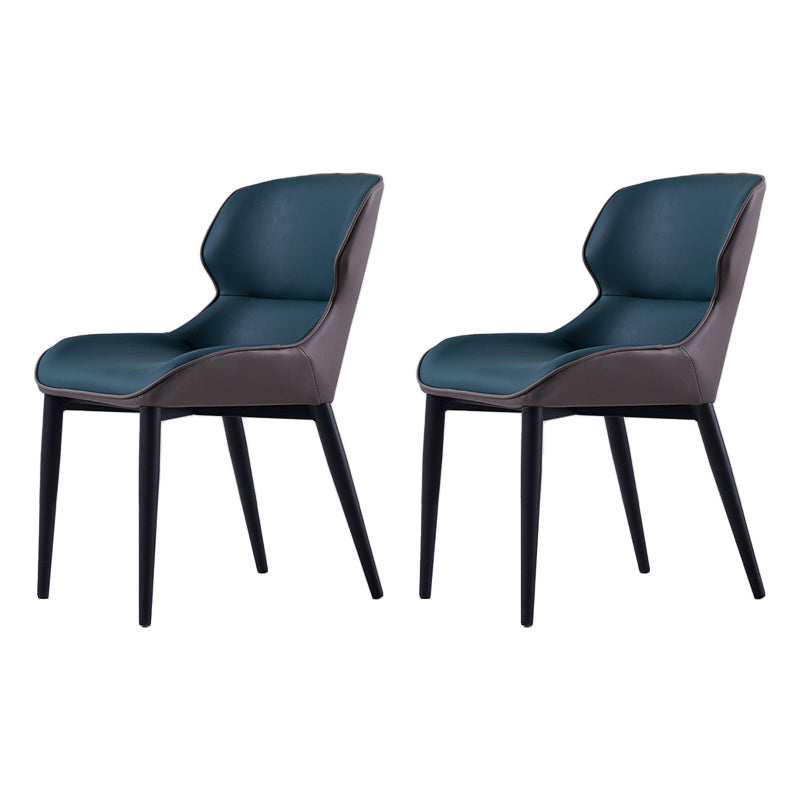 Industrial Indoor Arm Chair Wingback Metal Upholstered Dining Room Chair (Set of 2) Blackish Green Clearhalo ' kitchen&dining_furn' 'Dining Chairs' 'Dining Tables & Seating' 'dining_chair' 'furn' 'furn_dining_chair' 'Furniture' 'furniture_dining_chair' 'Kitchen & Dining Furniture' 'kitchen' 4039829