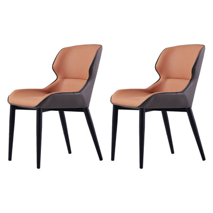 Industrial Indoor Arm Chair Wingback Metal Upholstered Dining Room Chair (Set of 2) Orange Clearhalo ' kitchen&dining_furn' 'Dining Chairs' 'Dining Tables & Seating' 'dining_chair' 'furn' 'furn_dining_chair' 'Furniture' 'furniture_dining_chair' 'Kitchen & Dining Furniture' 'kitchen' 4039833