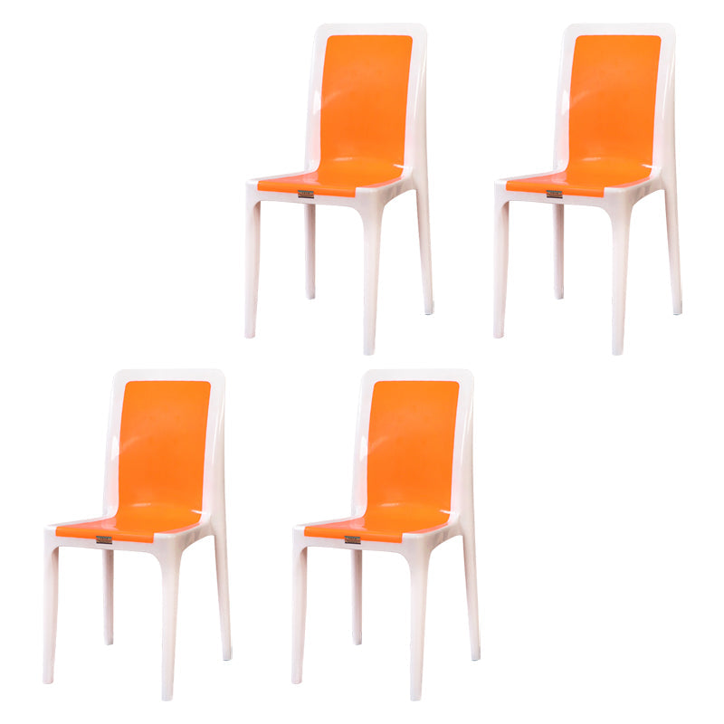 Contemporary Style Dining Chair Plastic Kitchen Dining Armless Side Chair Orange 4 Piece Set Clearhalo ' kitchen&dining_furn' 'Dining Chairs' 'Dining Tables & Seating' 'dining_chair' 'furn' 'furn_dining_chair' 'Furniture' 'furniture_dining_chair' 'Kitchen & Dining Furniture' 'kitchen' 4039879