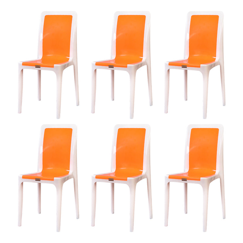 Contemporary Style Dining Chair Plastic Kitchen Dining Armless Side Chair Orange 6 Piece Set Clearhalo ' kitchen&dining_furn' 'Dining Chairs' 'Dining Tables & Seating' 'dining_chair' 'furn' 'furn_dining_chair' 'Furniture' 'furniture_dining_chair' 'Kitchen & Dining Furniture' 'kitchen' 4039880