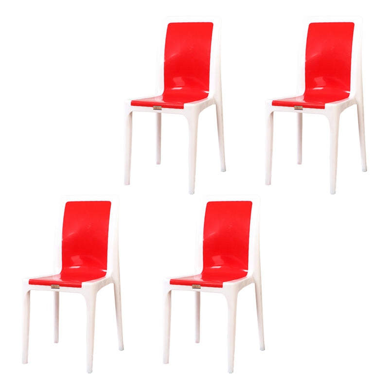 Contemporary Style Dining Chair Plastic Kitchen Dining Armless Side Chair Red 4 Piece Set Clearhalo ' kitchen&dining_furn' 'Dining Chairs' 'Dining Tables & Seating' 'dining_chair' 'furn' 'furn_dining_chair' 'Furniture' 'furniture_dining_chair' 'Kitchen & Dining Furniture' 'kitchen' 4039882