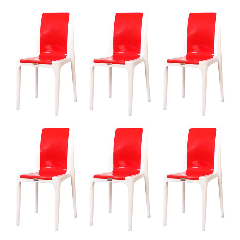 Contemporary Style Dining Chair Plastic Kitchen Dining Armless Side Chair Red 6 Piece Set Clearhalo ' kitchen&dining_furn' 'Dining Chairs' 'Dining Tables & Seating' 'dining_chair' 'furn' 'furn_dining_chair' 'Furniture' 'furniture_dining_chair' 'Kitchen & Dining Furniture' 'kitchen' 4039883