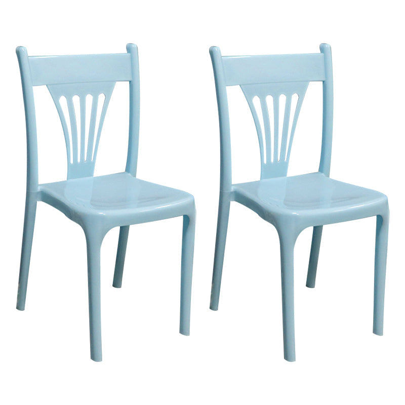 Contemporary Style Plastic Dining Armless Chair Slat Back Dining Stackable Chairs for Home Blue 2 Piece Set Clearhalo ' kitchen&dining_furn' 'Dining Chairs' 'Dining Tables & Seating' 'dining_chair' 'furn' 'furn_dining_chair' 'Furniture' 'furniture_dining_chair' 'Kitchen & Dining Furniture' 'kitchen' 4039889