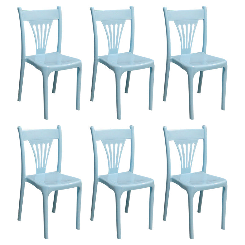 Contemporary Style Plastic Dining Armless Chair Slat Back Dining Stackable Chairs for Home Blue 6 Piece Set Clearhalo ' kitchen&dining_furn' 'Dining Chairs' 'Dining Tables & Seating' 'dining_chair' 'furn' 'furn_dining_chair' 'Furniture' 'furniture_dining_chair' 'Kitchen & Dining Furniture' 'kitchen' 4039892