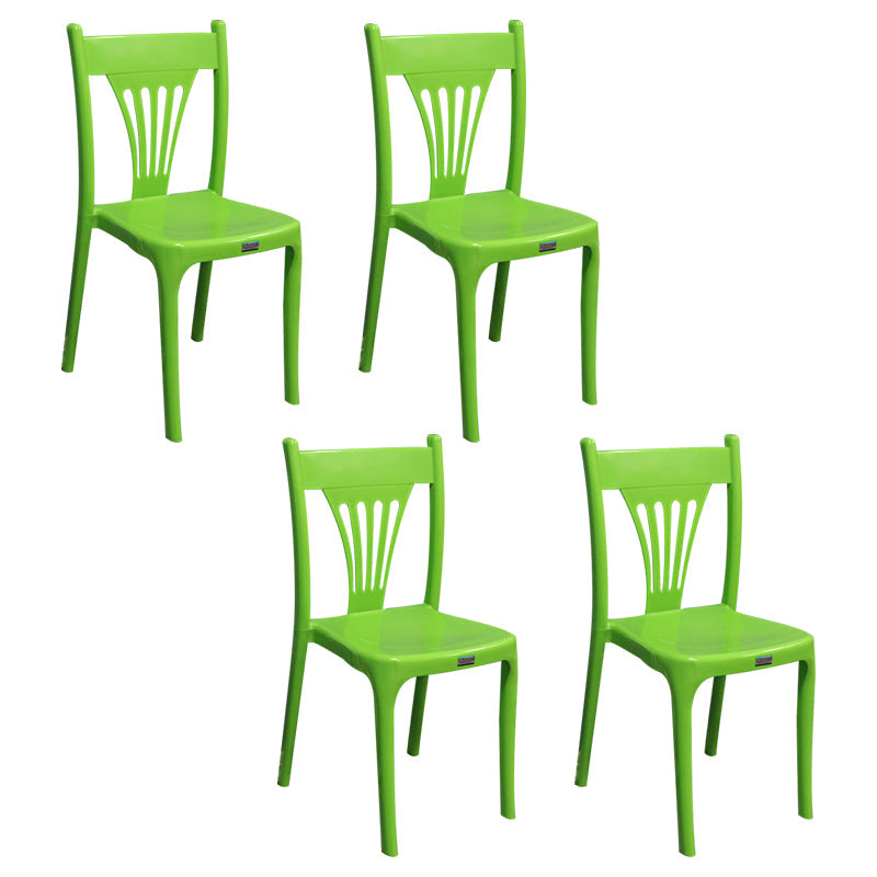 Contemporary Style Plastic Dining Armless Chair Slat Back Dining Stackable Chairs for Home Green 4 Piece Set Clearhalo ' kitchen&dining_furn' 'Dining Chairs' 'Dining Tables & Seating' 'dining_chair' 'furn' 'furn_dining_chair' 'Furniture' 'furniture_dining_chair' 'Kitchen & Dining Furniture' 'kitchen' 4039897