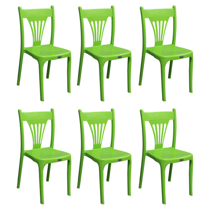 Contemporary Style Plastic Dining Armless Chair Slat Back Dining Stackable Chairs for Home Green 6 Piece Set Clearhalo ' kitchen&dining_furn' 'Dining Chairs' 'Dining Tables & Seating' 'dining_chair' 'furn' 'furn_dining_chair' 'Furniture' 'furniture_dining_chair' 'Kitchen & Dining Furniture' 'kitchen' 4039898