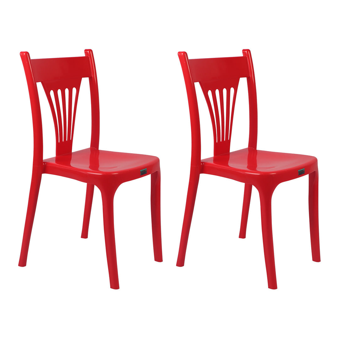 Contemporary Style Plastic Dining Armless Chair Slat Back Dining Stackable Chairs for Home Red 2 Piece Set Clearhalo ' kitchen&dining_furn' 'Dining Chairs' 'Dining Tables & Seating' 'dining_chair' 'furn' 'furn_dining_chair' 'Furniture' 'furniture_dining_chair' 'Kitchen & Dining Furniture' 'kitchen' 4039900