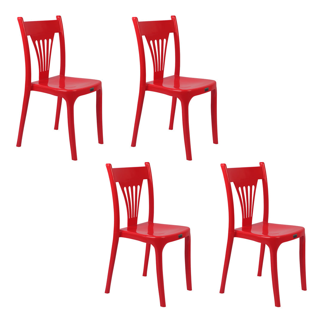Contemporary Style Plastic Dining Armless Chair Slat Back Dining Stackable Chairs for Home Red 4 Piece Set Clearhalo ' kitchen&dining_furn' 'Dining Chairs' 'Dining Tables & Seating' 'dining_chair' 'furn' 'furn_dining_chair' 'Furniture' 'furniture_dining_chair' 'Kitchen & Dining Furniture' 'kitchen' 4039902