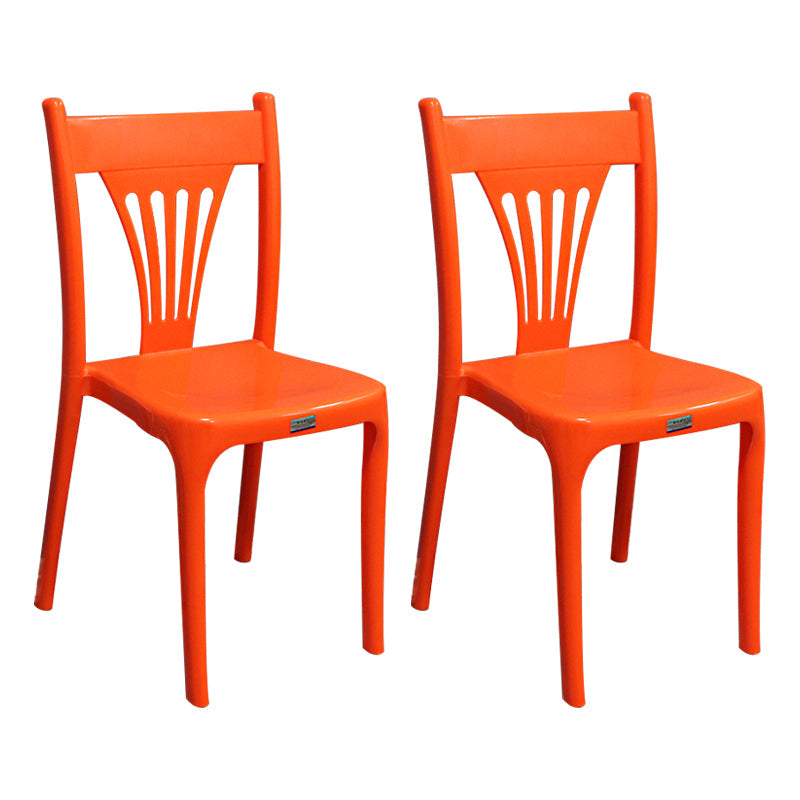 Contemporary Style Plastic Dining Armless Chair Slat Back Dining Stackable Chairs for Home Orange 2 Piece Set Clearhalo ' kitchen&dining_furn' 'Dining Chairs' 'Dining Tables & Seating' 'dining_chair' 'furn' 'furn_dining_chair' 'Furniture' 'furniture_dining_chair' 'Kitchen & Dining Furniture' 'kitchen' 4039907