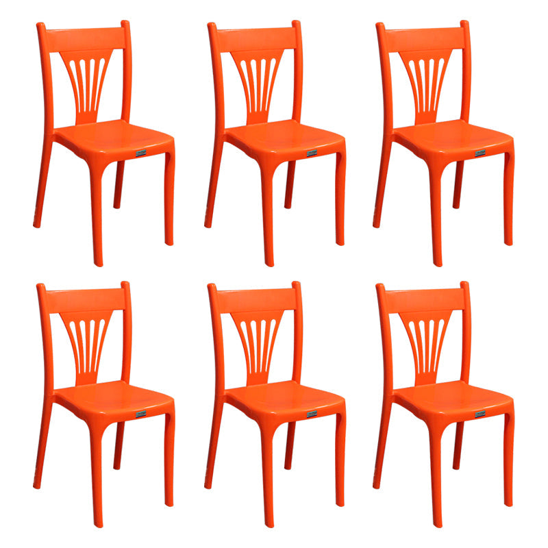 Contemporary Style Plastic Dining Armless Chair Slat Back Dining Stackable Chairs for Home Orange 6 Piece Set Clearhalo ' kitchen&dining_furn' 'Dining Chairs' 'Dining Tables & Seating' 'dining_chair' 'furn' 'furn_dining_chair' 'Furniture' 'furniture_dining_chair' 'Kitchen & Dining Furniture' 'kitchen' 4039910