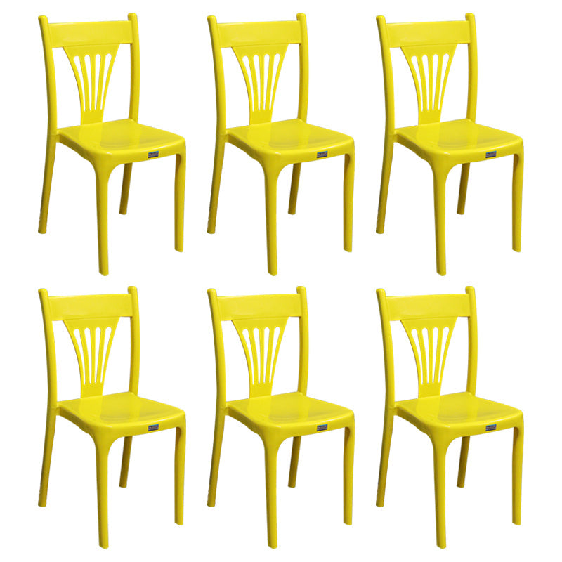 Contemporary Style Plastic Dining Armless Chair Slat Back Dining Stackable Chairs for Home Yellow 6 Piece Set Clearhalo ' kitchen&dining_furn' 'Dining Chairs' 'Dining Tables & Seating' 'dining_chair' 'furn' 'furn_dining_chair' 'Furniture' 'furniture_dining_chair' 'Kitchen & Dining Furniture' 'kitchen' 4039913
