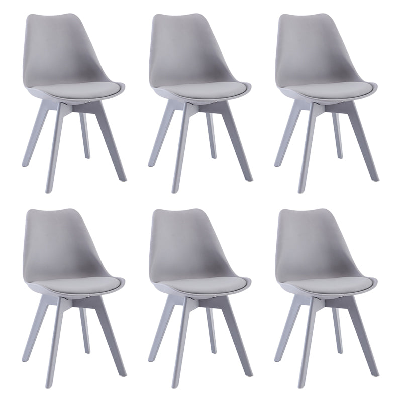 Minimalist Style Plastic Dining Armless Chair Upholstered Solid Back Chairs for Home Grey Set of 6 Clearhalo ' kitchen&dining_furn' 'Dining Chairs' 'Dining Tables & Seating' 'dining_chair' 'Furniture' 'furniture_dining_chair' 'Kitchen & Dining Furniture' 'kitchen' 4039919