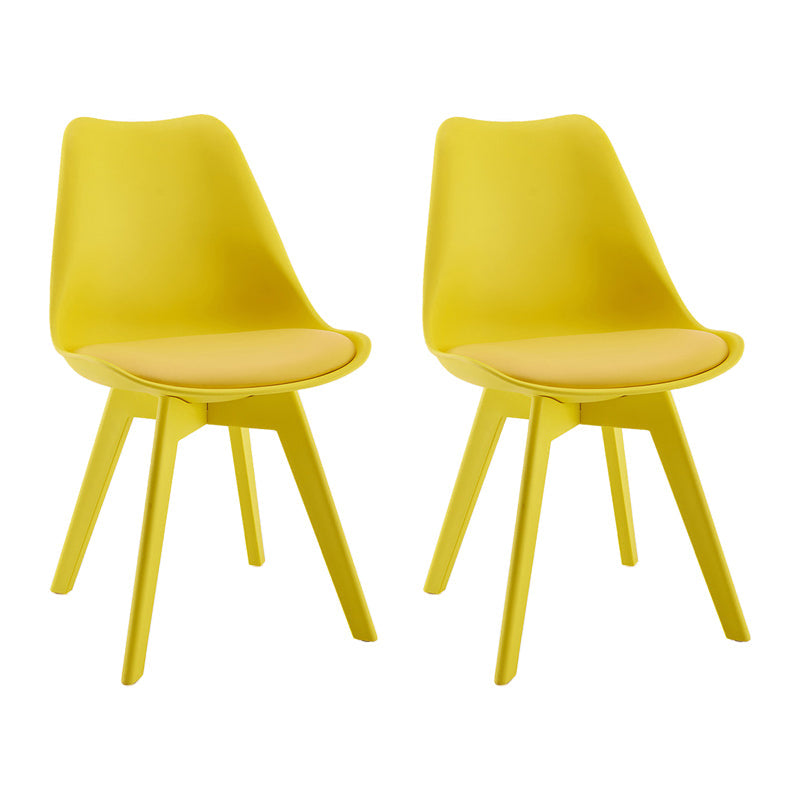 Minimalist Style Plastic Dining Armless Chair Upholstered Solid Back Chairs for Home Yellow Set of 2 Clearhalo ' kitchen&dining_furn' 'Dining Chairs' 'Dining Tables & Seating' 'dining_chair' 'Furniture' 'furniture_dining_chair' 'Kitchen & Dining Furniture' 'kitchen' 4039921