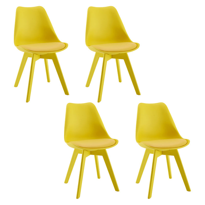 Minimalist Style Plastic Dining Armless Chair Upholstered Solid Back Chairs for Home Yellow Set of 4 Clearhalo ' kitchen&dining_furn' 'Dining Chairs' 'Dining Tables & Seating' 'dining_chair' 'Furniture' 'furniture_dining_chair' 'Kitchen & Dining Furniture' 'kitchen' 4039923