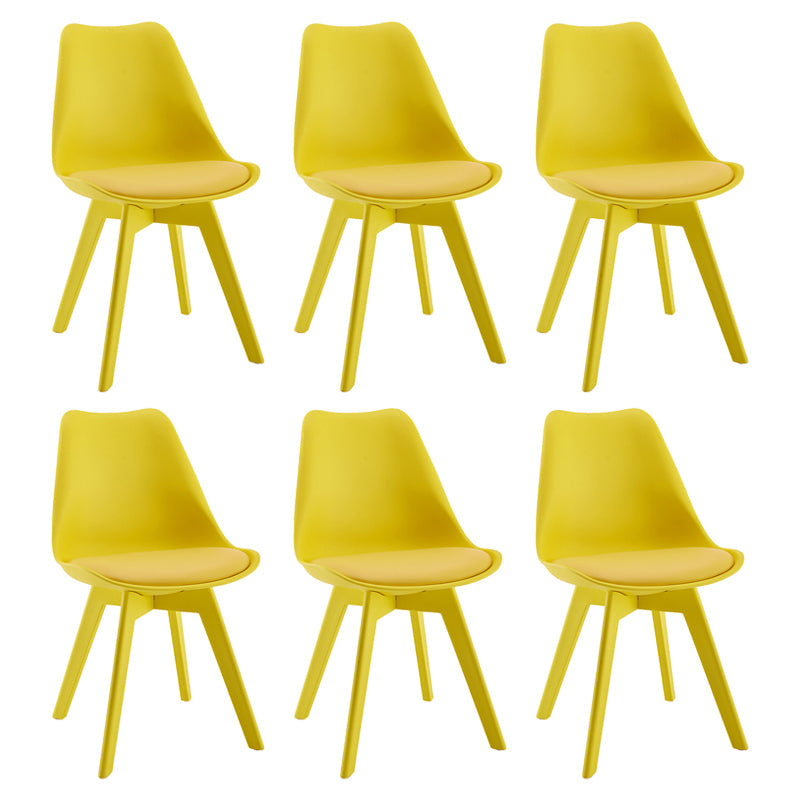 Minimalist Style Plastic Dining Armless Chair Upholstered Solid Back Chairs for Home Yellow Set of 6 Clearhalo ' kitchen&dining_furn' 'Dining Chairs' 'Dining Tables & Seating' 'dining_chair' 'Furniture' 'furniture_dining_chair' 'Kitchen & Dining Furniture' 'kitchen' 4039925