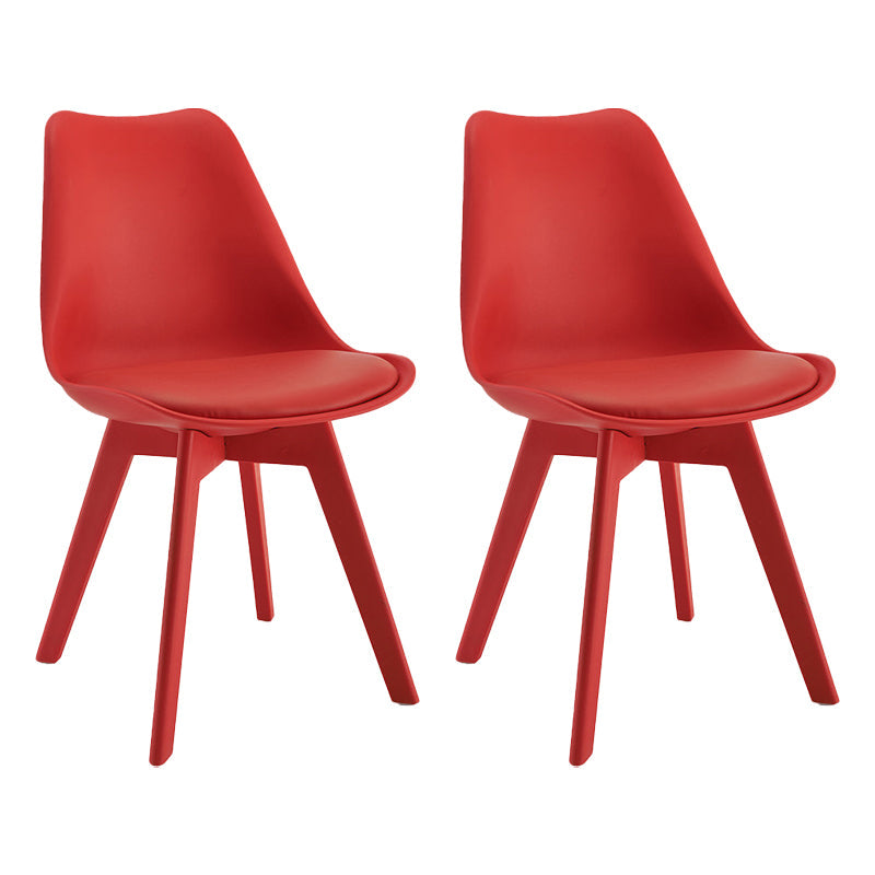 Minimalist Style Plastic Dining Armless Chair Upholstered Solid Back Chairs for Home Red Set of 2 Clearhalo ' kitchen&dining_furn' 'Dining Chairs' 'Dining Tables & Seating' 'dining_chair' 'Furniture' 'furniture_dining_chair' 'Kitchen & Dining Furniture' 'kitchen' 4039927