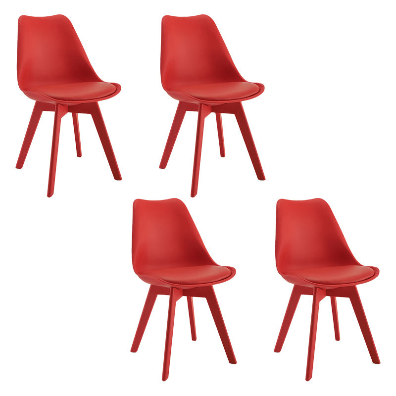 Minimalist Style Plastic Dining Armless Chair Upholstered Solid Back Chairs for Home Red Set of 4 Clearhalo ' kitchen&dining_furn' 'Dining Chairs' 'Dining Tables & Seating' 'dining_chair' 'Furniture' 'furniture_dining_chair' 'Kitchen & Dining Furniture' 'kitchen' 4039930