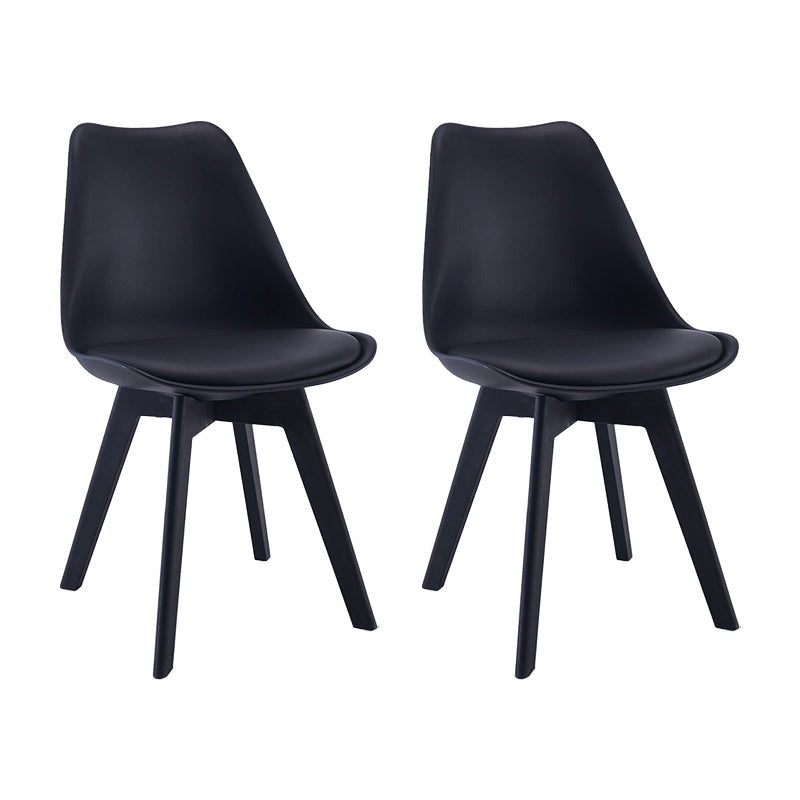 Minimalist Style Plastic Dining Armless Chair Upholstered Solid Back Chairs for Home Black Set of 2 Clearhalo ' kitchen&dining_furn' 'Dining Chairs' 'Dining Tables & Seating' 'dining_chair' 'Furniture' 'furniture_dining_chair' 'Kitchen & Dining Furniture' 'kitchen' 4039932