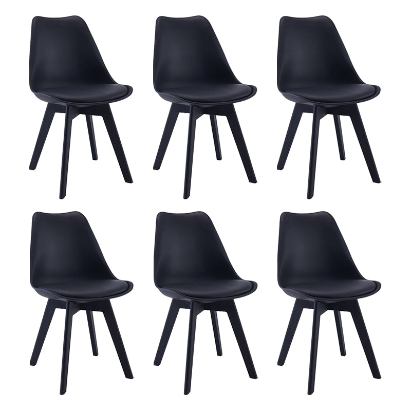 Minimalist Style Plastic Dining Armless Chair Upholstered Solid Back Chairs for Home Black Set of 6 Clearhalo ' kitchen&dining_furn' 'Dining Chairs' 'Dining Tables & Seating' 'dining_chair' 'Furniture' 'furniture_dining_chair' 'Kitchen & Dining Furniture' 'kitchen' 4039934