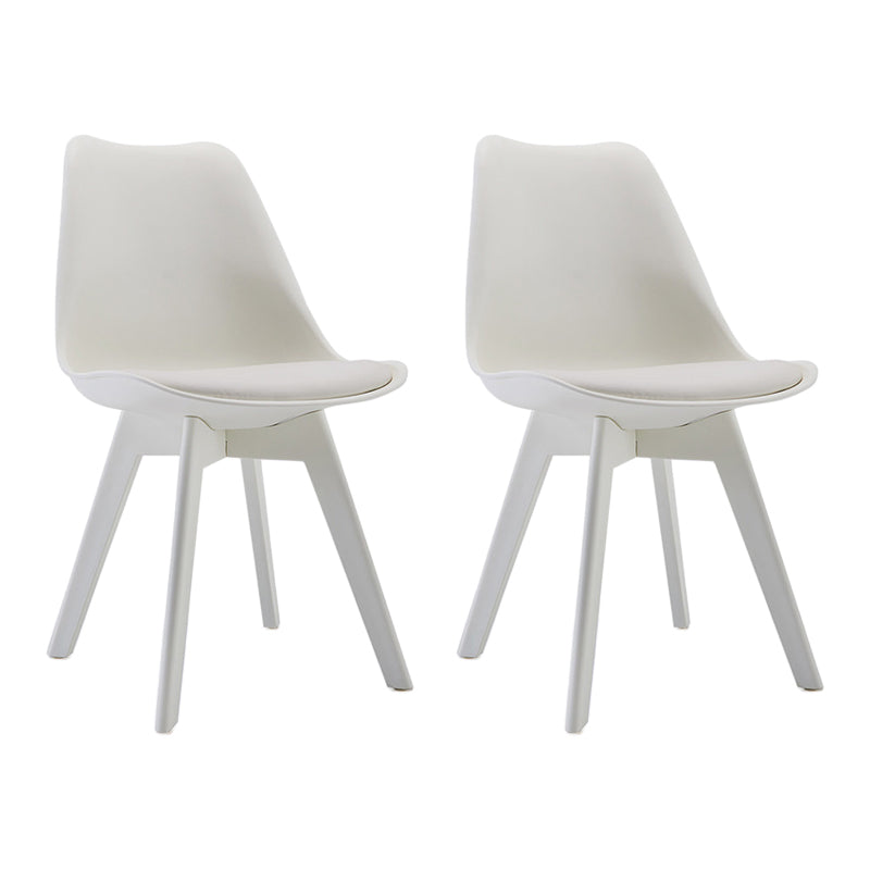 Minimalist Style Plastic Dining Armless Chair Upholstered Solid Back Chairs for Home White Set of 2 Clearhalo ' kitchen&dining_furn' 'Dining Chairs' 'Dining Tables & Seating' 'dining_chair' 'Furniture' 'furniture_dining_chair' 'Kitchen & Dining Furniture' 'kitchen' 4039935