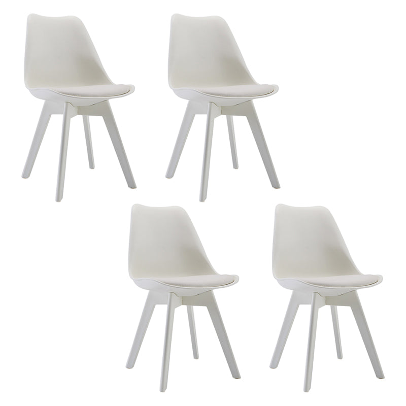 Minimalist Style Plastic Dining Armless Chair Upholstered Solid Back Chairs for Home White Set of 4 Clearhalo ' kitchen&dining_furn' 'Dining Chairs' 'Dining Tables & Seating' 'dining_chair' 'Furniture' 'furniture_dining_chair' 'Kitchen & Dining Furniture' 'kitchen' 4039936