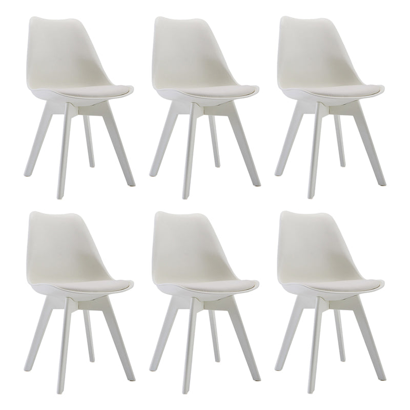 Minimalist Style Plastic Dining Armless Chair Upholstered Solid Back Chairs for Home White Set of 6 Clearhalo ' kitchen&dining_furn' 'Dining Chairs' 'Dining Tables & Seating' 'dining_chair' 'Furniture' 'furniture_dining_chair' 'Kitchen & Dining Furniture' 'kitchen' 4039937