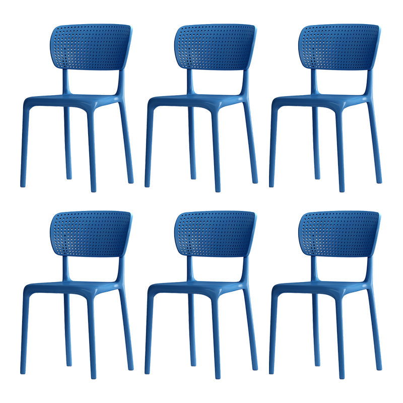 Contemporary Plastic Dining Armless Chair Open Back Dining Side Chairs Blue 6 Piece Set Clearhalo ' kitchen&dining_furn' 'Dining Chairs' 'Dining Tables & Seating' 'dining_chair' 'furn' 'furn_dining_chair' 'Furniture' 'furniture_dining_chair' 'Kitchen & Dining Furniture' 'kitchen' 4039944