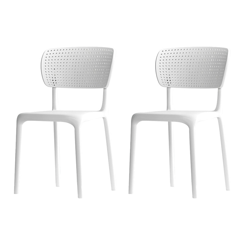 Contemporary Plastic Dining Armless Chair Open Back Dining Side Chairs White 2 Piece Set Clearhalo ' kitchen&dining_furn' 'Dining Chairs' 'Dining Tables & Seating' 'dining_chair' 'furn' 'furn_dining_chair' 'Furniture' 'furniture_dining_chair' 'Kitchen & Dining Furniture' 'kitchen' 4039945