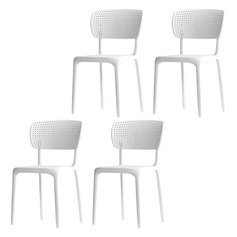 Contemporary Plastic Dining Armless Chair Open Back Dining Side Chairs White 4 Piece Set Clearhalo ' kitchen&dining_furn' 'Dining Chairs' 'Dining Tables & Seating' 'dining_chair' 'furn' 'furn_dining_chair' 'Furniture' 'furniture_dining_chair' 'Kitchen & Dining Furniture' 'kitchen' 4039947
