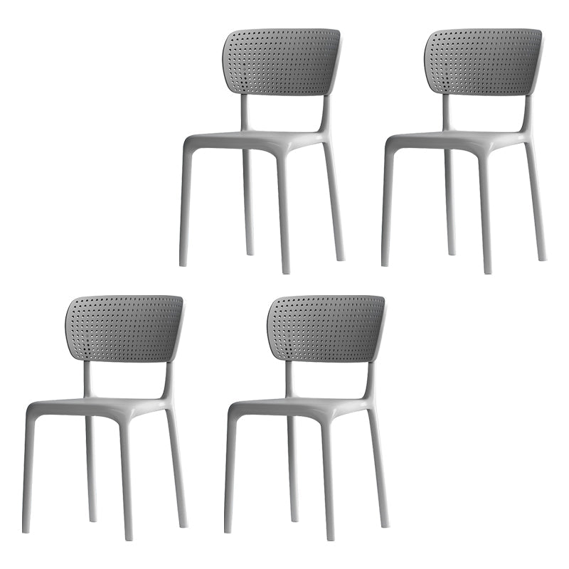 Contemporary Plastic Dining Armless Chair Open Back Dining Side Chairs Grey 4 Piece Set Clearhalo ' kitchen&dining_furn' 'Dining Chairs' 'Dining Tables & Seating' 'dining_chair' 'furn' 'furn_dining_chair' 'Furniture' 'furniture_dining_chair' 'Kitchen & Dining Furniture' 'kitchen' 4039960