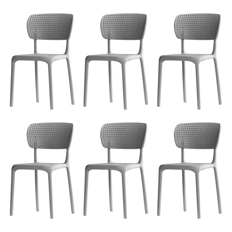 Contemporary Plastic Dining Armless Chair Open Back Dining Side Chairs Grey 6 Piece Set Clearhalo ' kitchen&dining_furn' 'Dining Chairs' 'Dining Tables & Seating' 'dining_chair' 'furn' 'furn_dining_chair' 'Furniture' 'furniture_dining_chair' 'Kitchen & Dining Furniture' 'kitchen' 4039961