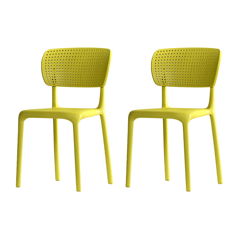 Contemporary Plastic Dining Armless Chair Open Back Dining Side Chairs Yellow 2 Piece Set Clearhalo ' kitchen&dining_furn' 'Dining Chairs' 'Dining Tables & Seating' 'dining_chair' 'furn' 'furn_dining_chair' 'Furniture' 'furniture_dining_chair' 'Kitchen & Dining Furniture' 'kitchen' 4039965