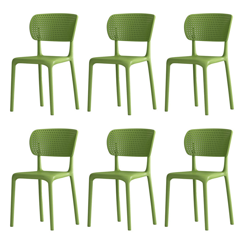 Contemporary Plastic Dining Armless Chair Open Back Dining Side Chairs Green 6 Piece Set Clearhalo ' kitchen&dining_furn' 'Dining Chairs' 'Dining Tables & Seating' 'dining_chair' 'furn' 'furn_dining_chair' 'Furniture' 'furniture_dining_chair' 'Kitchen & Dining Furniture' 'kitchen' 4039970