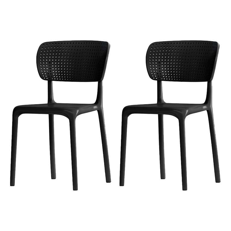 Contemporary Plastic Dining Armless Chair Open Back Dining Side Chairs Black 2 Piece Set Clearhalo ' kitchen&dining_furn' 'Dining Chairs' 'Dining Tables & Seating' 'dining_chair' 'furn' 'furn_dining_chair' 'Furniture' 'furniture_dining_chair' 'Kitchen & Dining Furniture' 'kitchen' 4039971