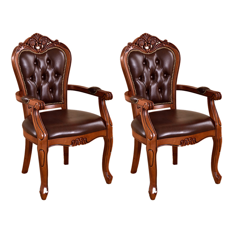 Scandinavian Style Oak Wood Chair Open Back Arm Dining Kitchen Chairs Set Brown 2 Piece Set Clearhalo ' kitchen&dining_furn' 'Dining Chairs' 'Dining Tables & Seating' 'dining_chair' 'furn' 'furn_dining_chair' 'Furniture' 'furniture_dining_chair' 'Kitchen & Dining Furniture' 'kitchen' 4039991