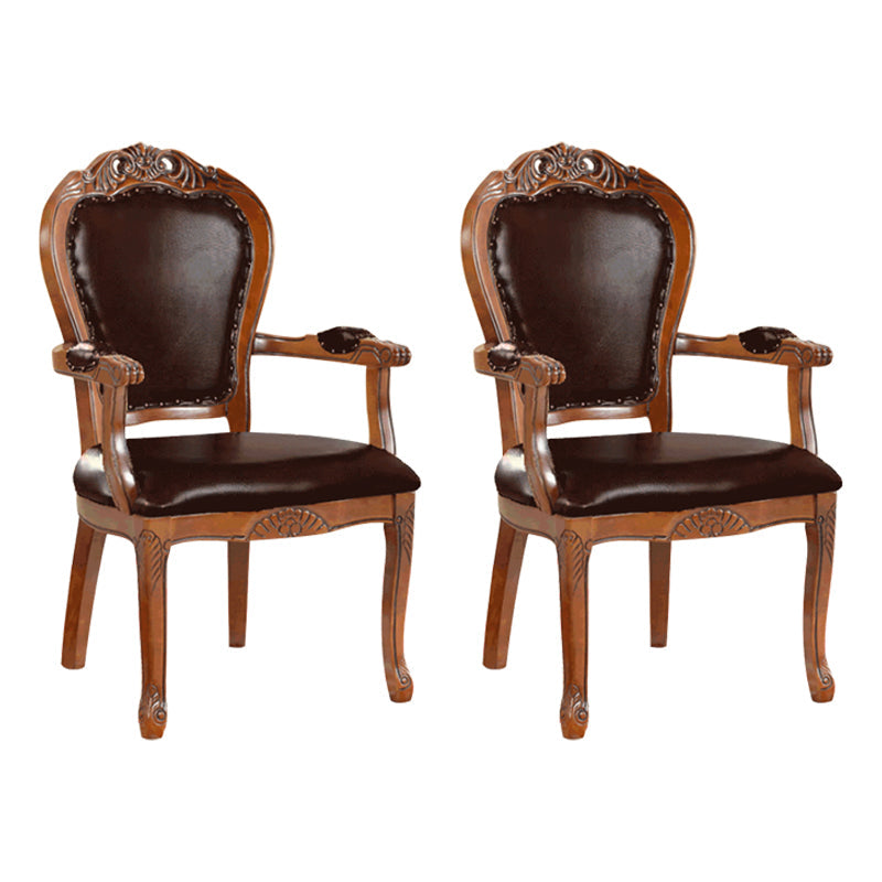 Scandinavian Style Oak Wood Chair Open Back Arm Dining Kitchen Chairs Set Red Brown 2 Piece Set Clearhalo ' kitchen&dining_furn' 'Dining Chairs' 'Dining Tables & Seating' 'dining_chair' 'furn' 'furn_dining_chair' 'Furniture' 'furniture_dining_chair' 'Kitchen & Dining Furniture' 'kitchen' 4039997