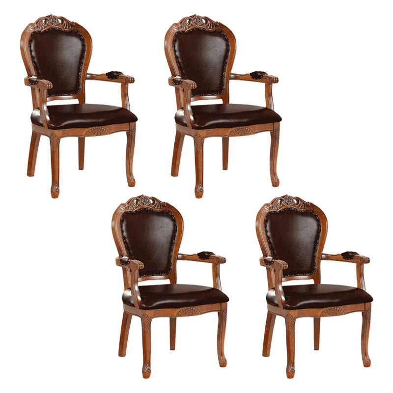 Scandinavian Style Oak Wood Chair Open Back Arm Dining Kitchen Chairs Set Red Brown 4 Piece Set Clearhalo ' kitchen&dining_furn' 'Dining Chairs' 'Dining Tables & Seating' 'dining_chair' 'furn' 'furn_dining_chair' 'Furniture' 'furniture_dining_chair' 'Kitchen & Dining Furniture' 'kitchen' 4039999