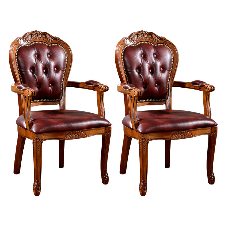 Scandinavian Style Oak Wood Chair Open Back Arm Dining Kitchen Chairs Set Red 2 Piece Set Clearhalo ' kitchen&dining_furn' 'Dining Chairs' 'Dining Tables & Seating' 'dining_chair' 'furn' 'furn_dining_chair' 'Furniture' 'furniture_dining_chair' 'Kitchen & Dining Furniture' 'kitchen' 4040003