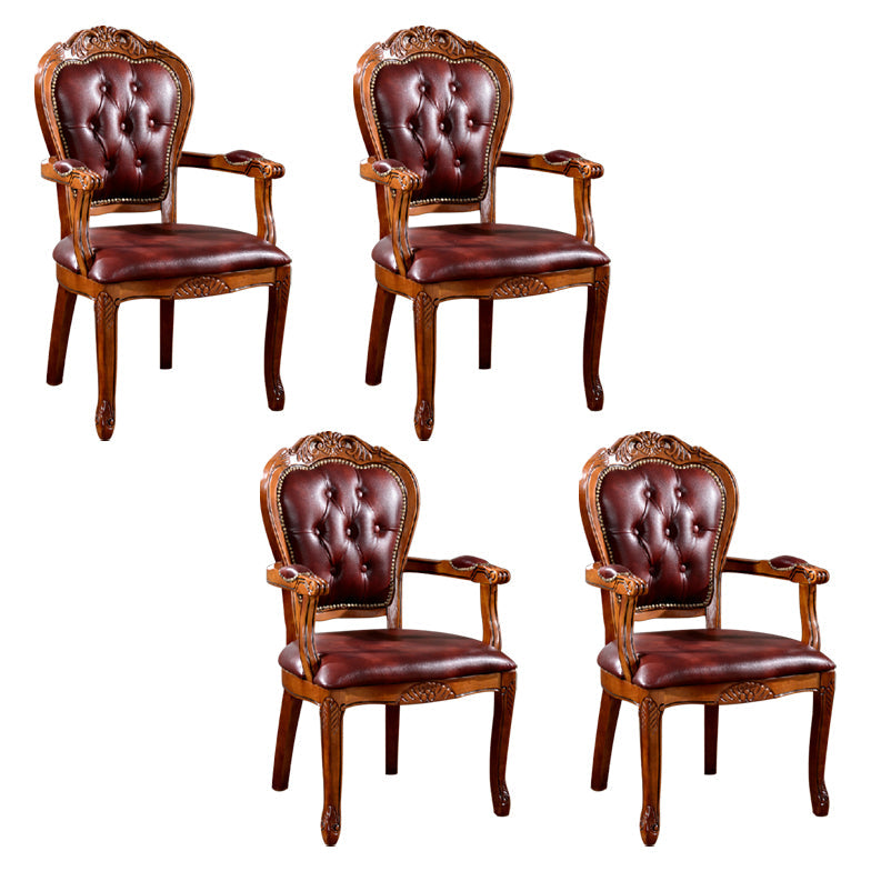 Scandinavian Style Oak Wood Chair Open Back Arm Dining Kitchen Chairs Set Red 4 Piece Set Clearhalo ' kitchen&dining_furn' 'Dining Chairs' 'Dining Tables & Seating' 'dining_chair' 'furn' 'furn_dining_chair' 'Furniture' 'furniture_dining_chair' 'Kitchen & Dining Furniture' 'kitchen' 4040006