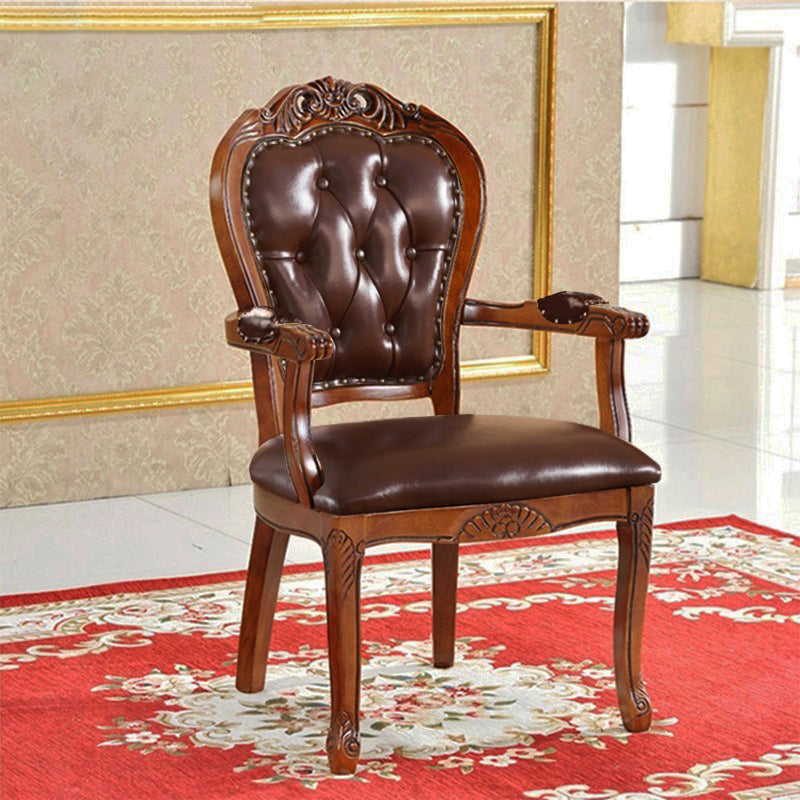 Scandinavian Style Oak Wood Chair Open Back Arm Dining Kitchen Chairs Set Dark Brown 1 Piece Clearhalo ' kitchen&dining_furn' 'Dining Chairs' 'Dining Tables & Seating' 'dining_chair' 'furn' 'furn_dining_chair' 'Furniture' 'furniture_dining_chair' 'Kitchen & Dining Furniture' 'kitchen' 4040008