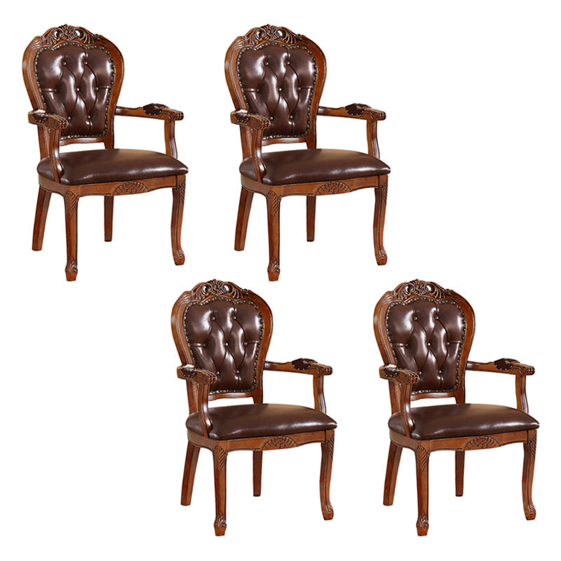 Scandinavian Style Oak Wood Chair Open Back Arm Dining Kitchen Chairs Set Tan 4 Piece Set Clearhalo ' kitchen&dining_furn' 'Dining Chairs' 'Dining Tables & Seating' 'dining_chair' 'furn' 'furn_dining_chair' 'Furniture' 'furniture_dining_chair' 'Kitchen & Dining Furniture' 'kitchen' 4040013