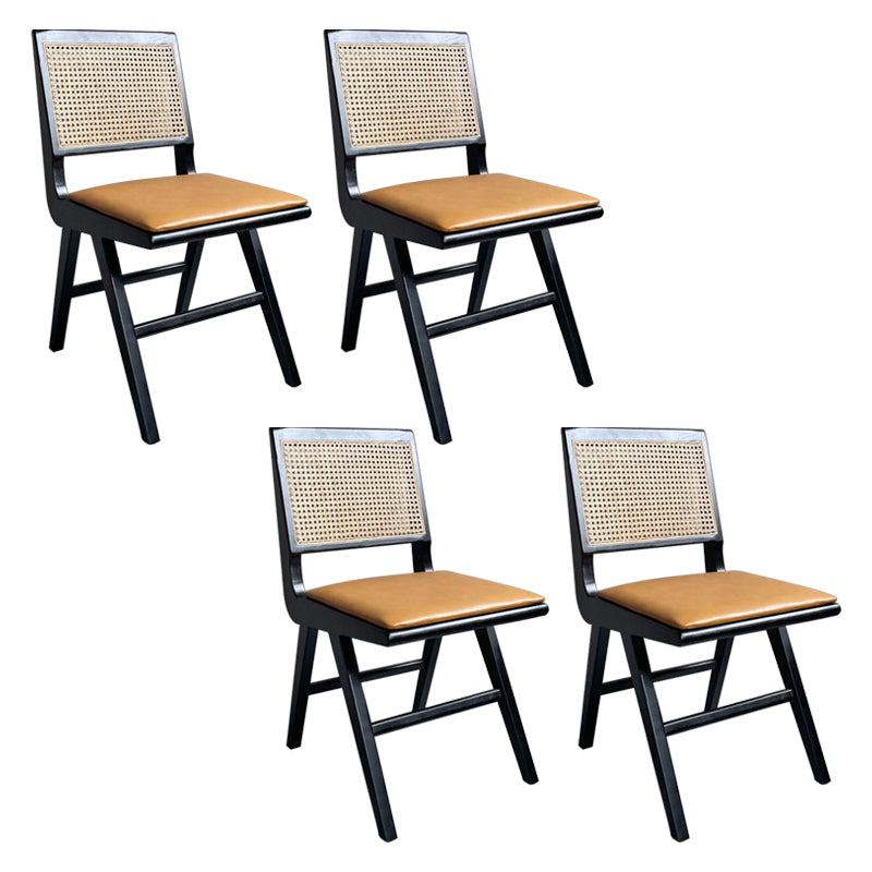 Farmhouse Wood Dining Room Chairs Open Back Dining Side Chair for Restaurant Use Black-Brown 4 Piece Set Clearhalo ' kitchen&dining_furn' 'Dining Chairs' 'Dining Tables & Seating' 'dining_chair' 'furn' 'furn_dining_chair' 'Furniture' 'furniture_dining_chair' 'Kitchen & Dining Furniture' 'kitchen' 4040032