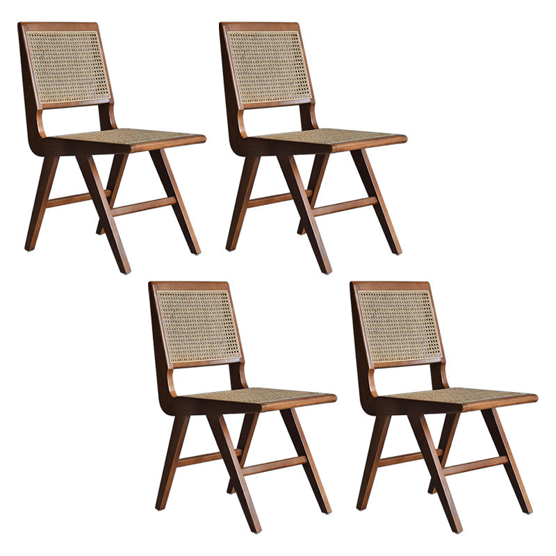 Farmhouse Wood Dining Room Chairs Open Back Dining Side Chair for Restaurant Use Walnut 4 Piece Set Clearhalo ' kitchen&dining_furn' 'Dining Chairs' 'Dining Tables & Seating' 'dining_chair' 'furn' 'furn_dining_chair' 'Furniture' 'furniture_dining_chair' 'Kitchen & Dining Furniture' 'kitchen' 4040036