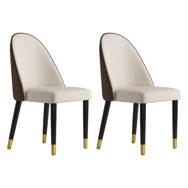 Scandinavian Style Dining Chair Wood Dining Room Armless Cushioned Parsons Chair (Set of 2) Beige-Coffee Clearhalo ' kitchen&dining_furn' 'Dining Chairs' 'Dining Tables & Seating' 'dining_chair' 'furn' 'furn_dining_chair' 'Furniture' 'furniture_dining_chair' 'Kitchen & Dining Furniture' 'kitchen' 4040063